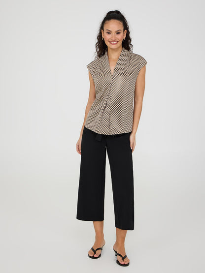 Crepe Gaucho Pants With Sash