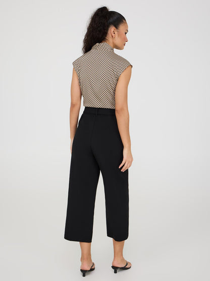 Crepe Gaucho Pants With Sash