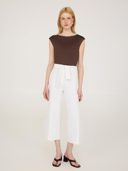Crepe Gaucho Pants With Sash