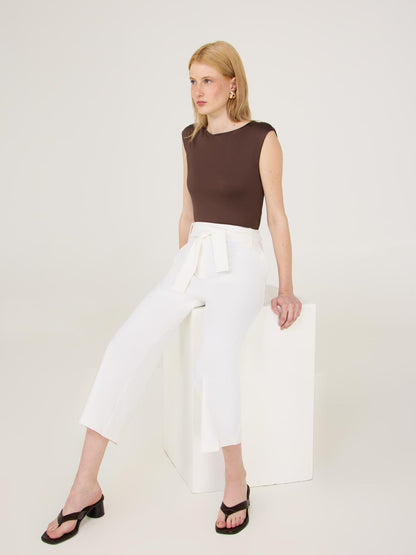 Crepe Gaucho Pants With Sash