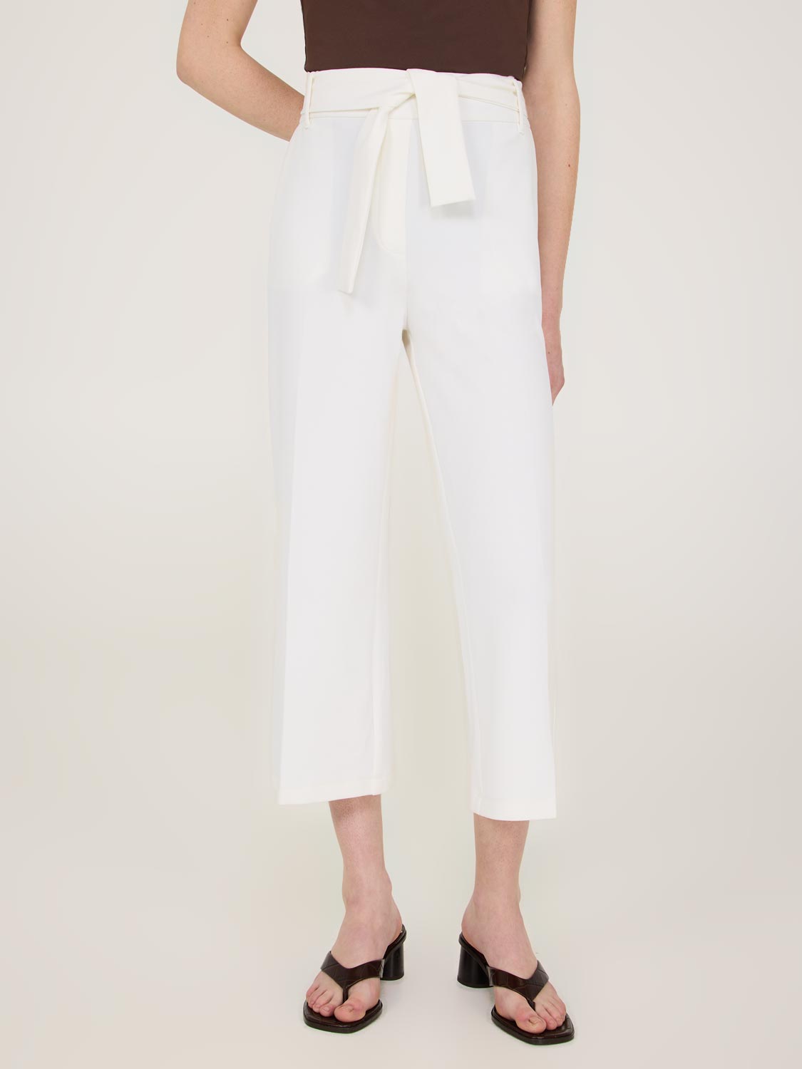 Crepe Gaucho Pants With Sash