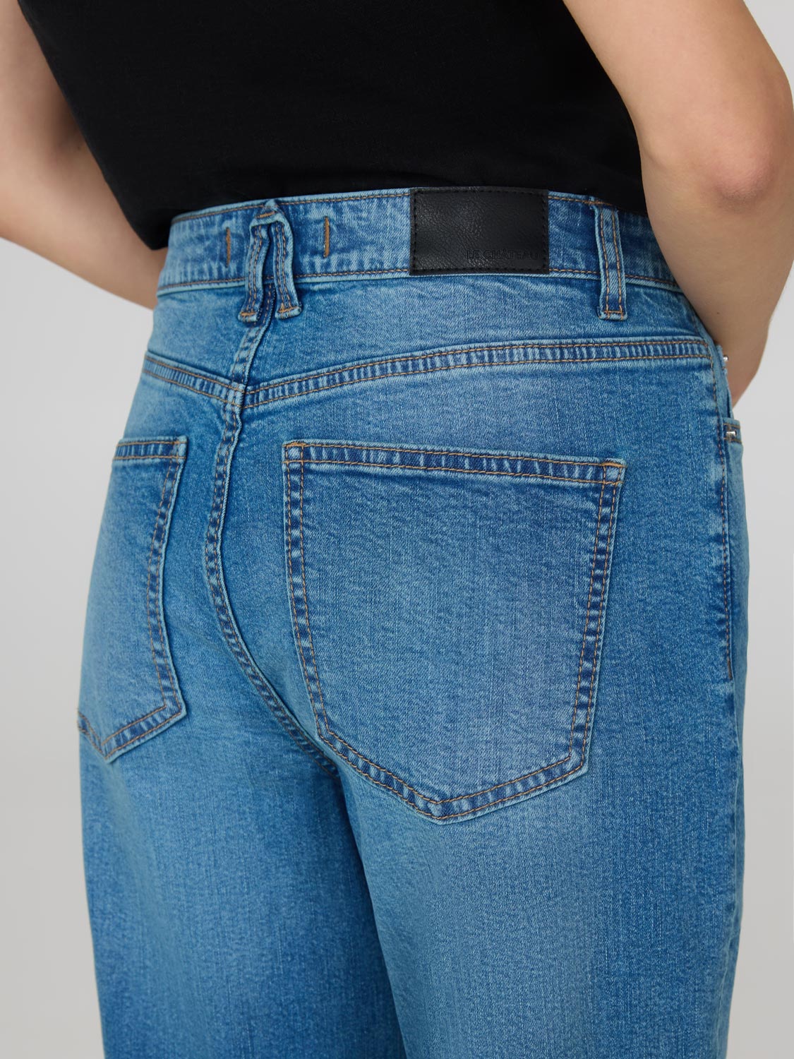 Cropped Straight Leg Cuffed Jeans