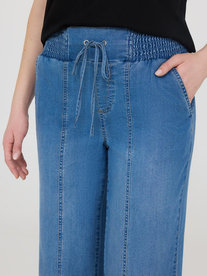Wide Leg Cotton Denim Pants