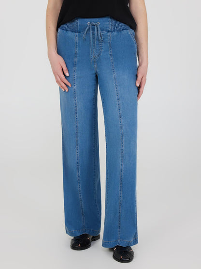 Wide Leg Cotton Denim Pants