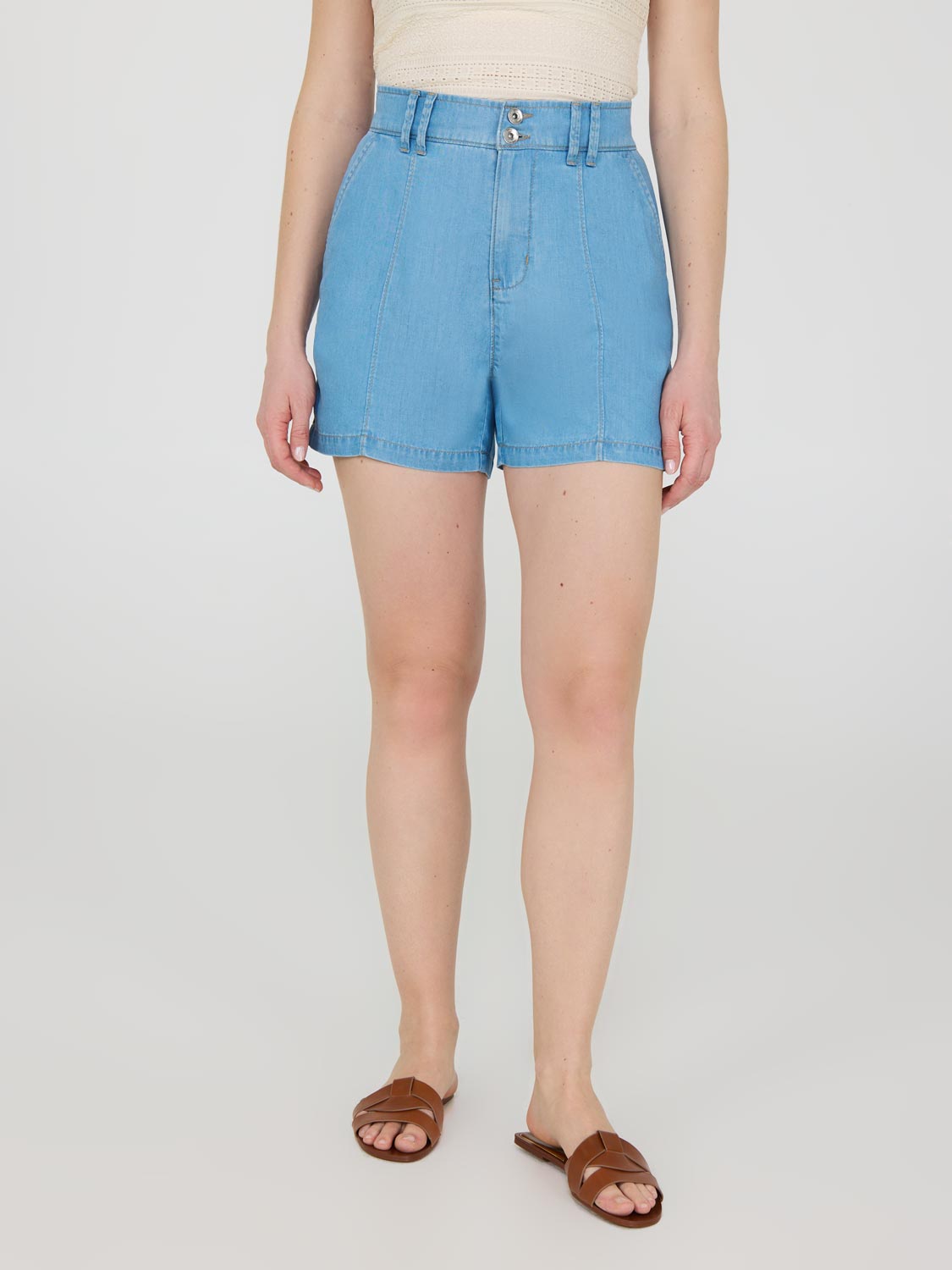 Pintuck Denim Shorts