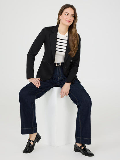 1-Button Blazer With Zipper Pockets