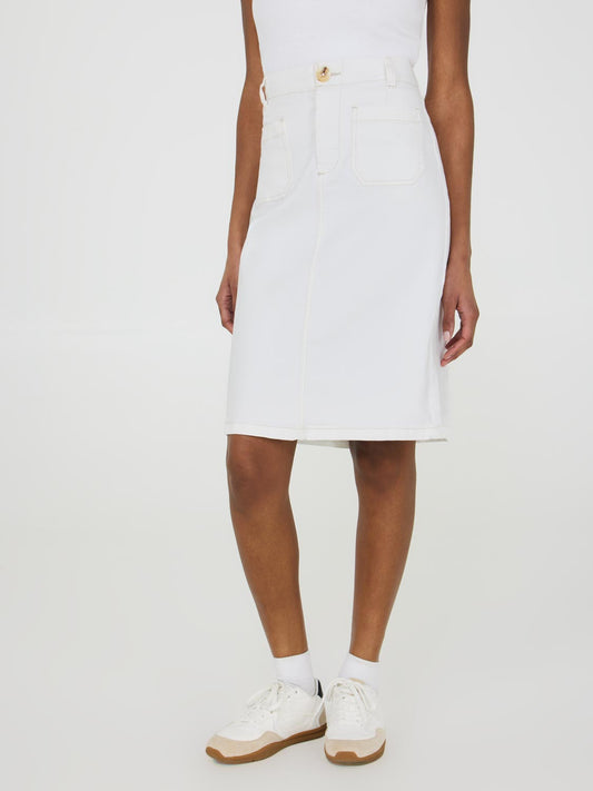 Patch Pocket Denim Pencil Skirt