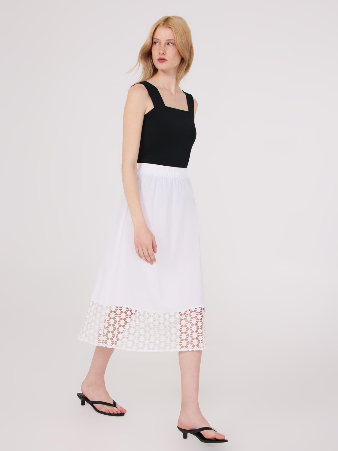 Poplin Skirt With Crochet Hem