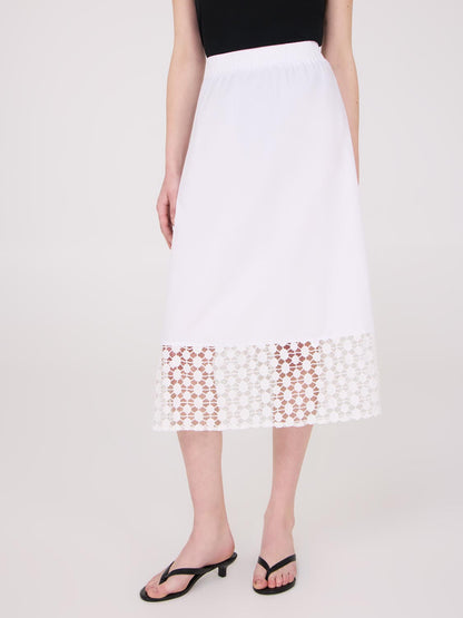 Poplin Skirt With Crochet Hem