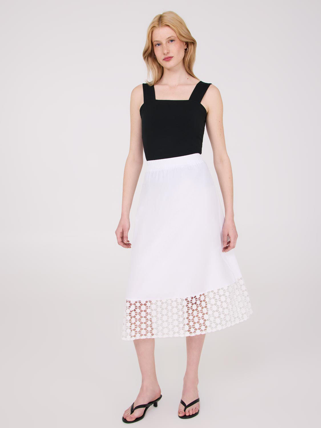 Poplin Skirt With Crochet Hem