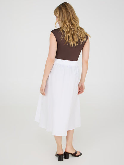 Cotton Poplin Midi Skirt With Pockets