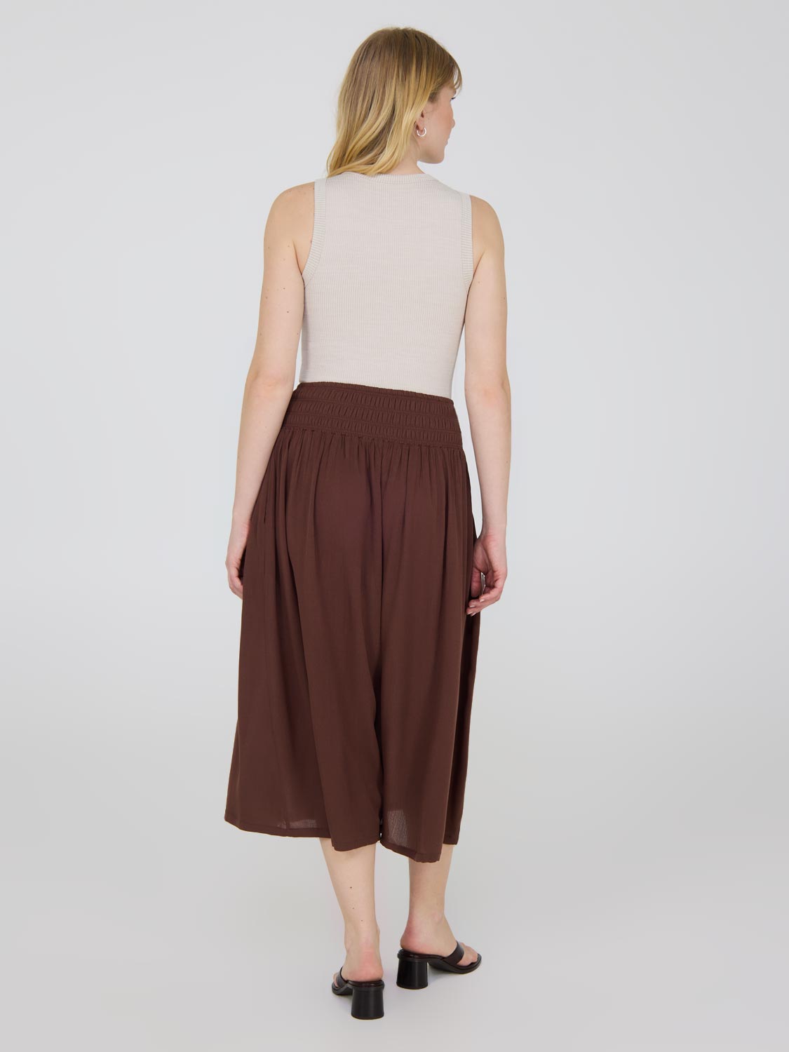 Crinkle Gauze Midi Skirt With Pockets