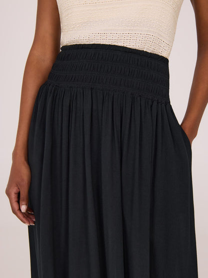 Crinkle Gauze Midi Skirt With Pockets
