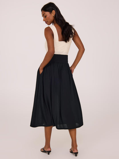 Crinkle Gauze Midi Skirt With Pockets