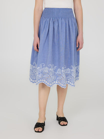 Embroidered Cotton Midi Skirt
