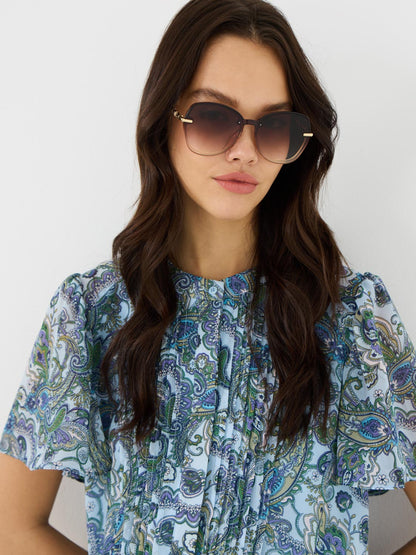 Clear Frame Round Sunglasses