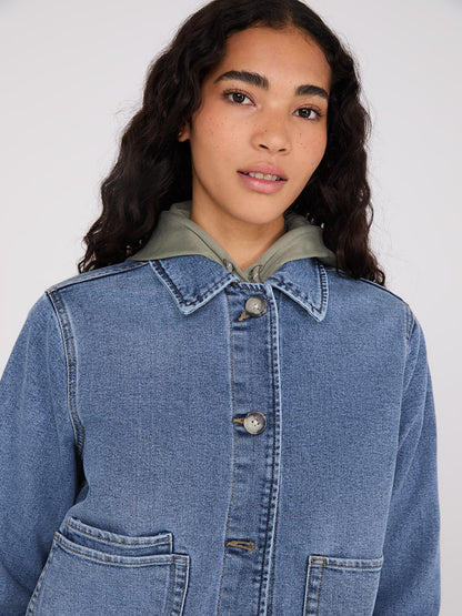 Button-Front Denim Jacket