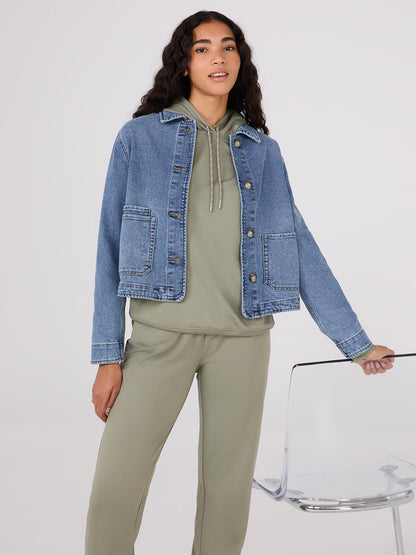 Button-Front Denim Jacket