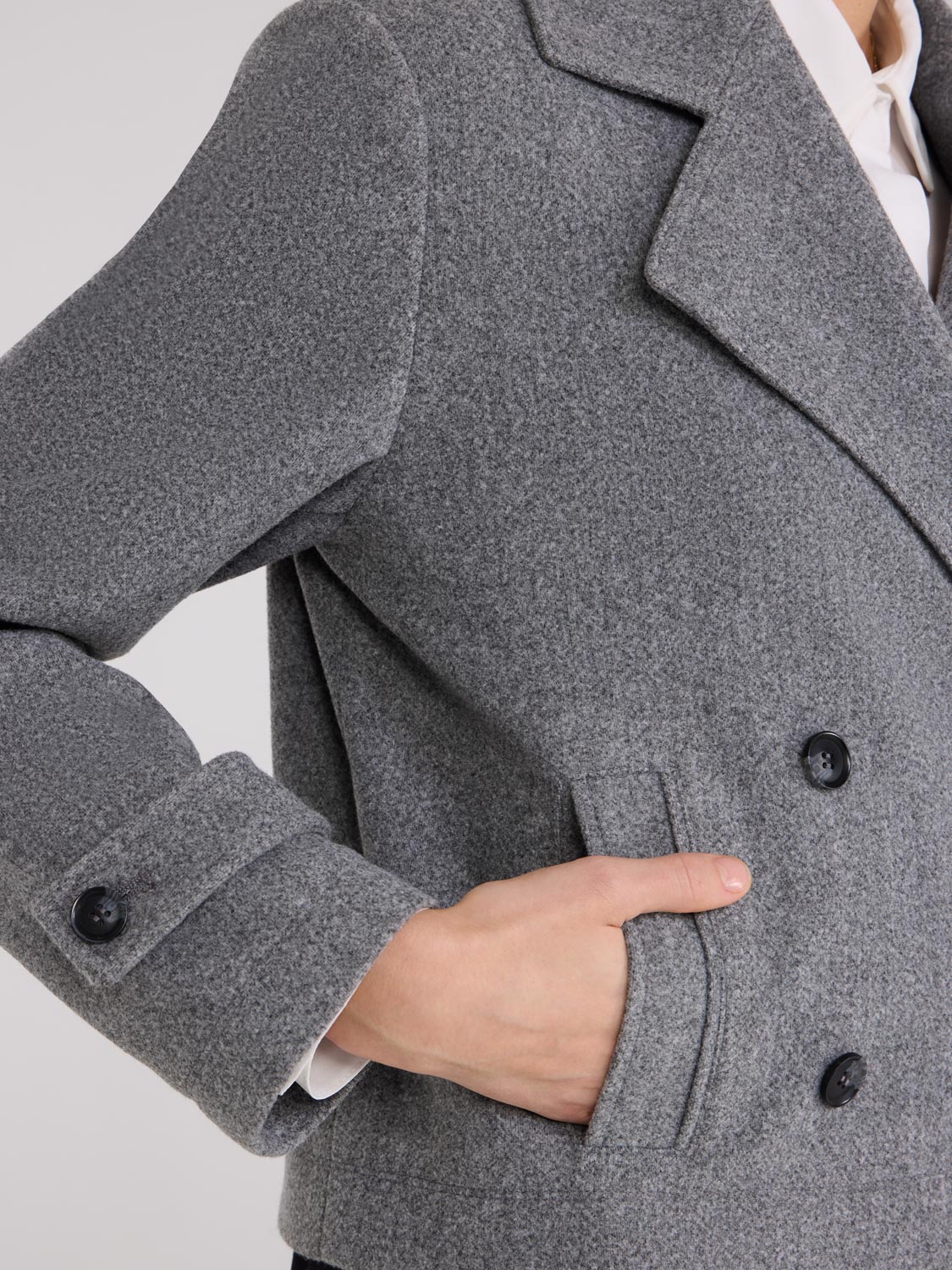 Waisted Faux Wool Trench Jacket