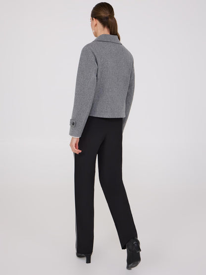 Waisted Faux Wool Trench Jacket