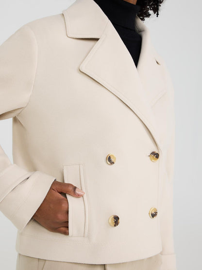 Waisted Faux Wool Trench Jacket