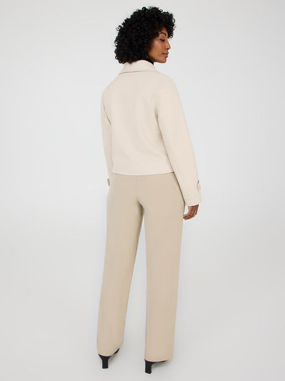 Waisted Faux Wool Trench Jacket