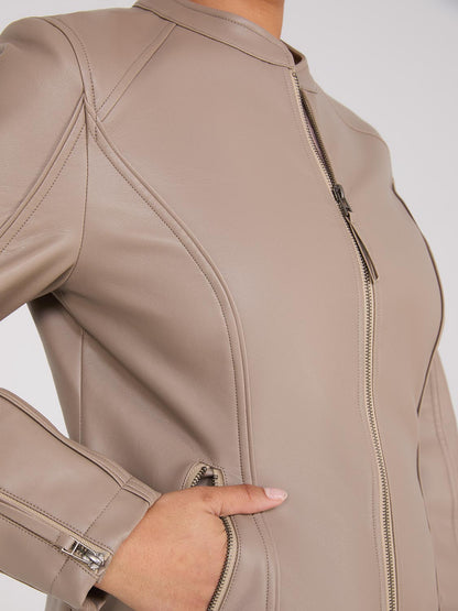 Zip-Front Faux Leather Jacket