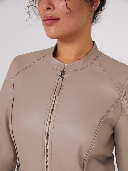 Zip-Front Faux Leather Jacket