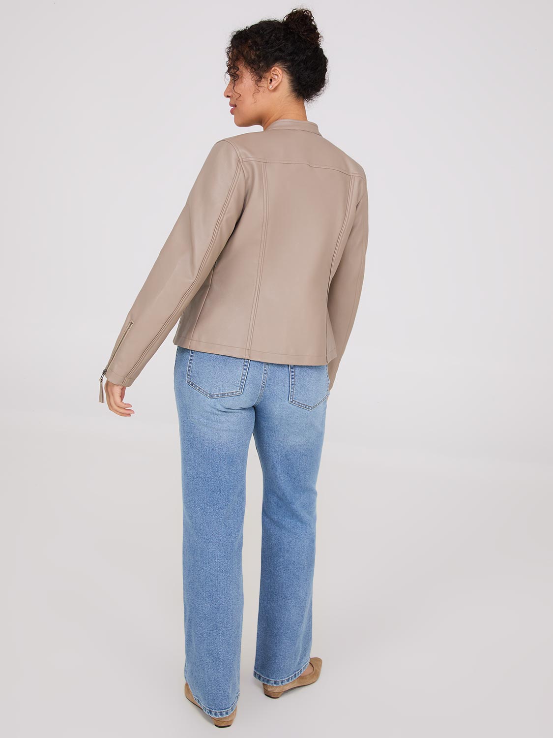 Zip-Front Faux Leather Jacket