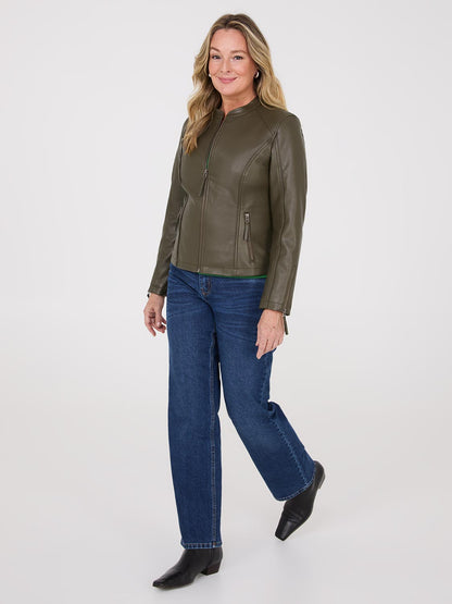 Zip-Front Faux Leather Jacket