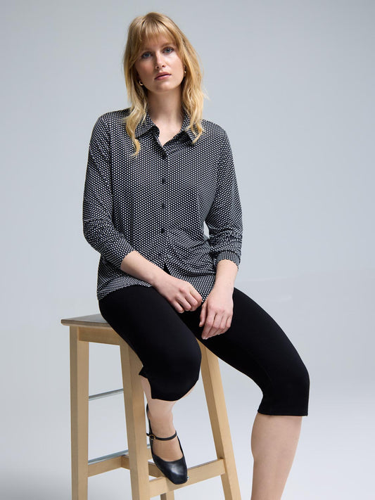 Button-Up Polka-Dot Blouse