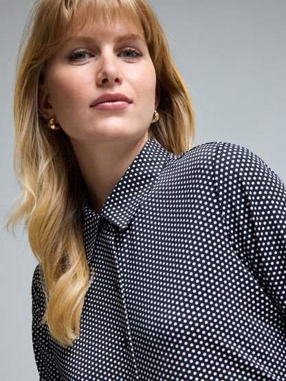 Button-Up Polka-Dot Blouse