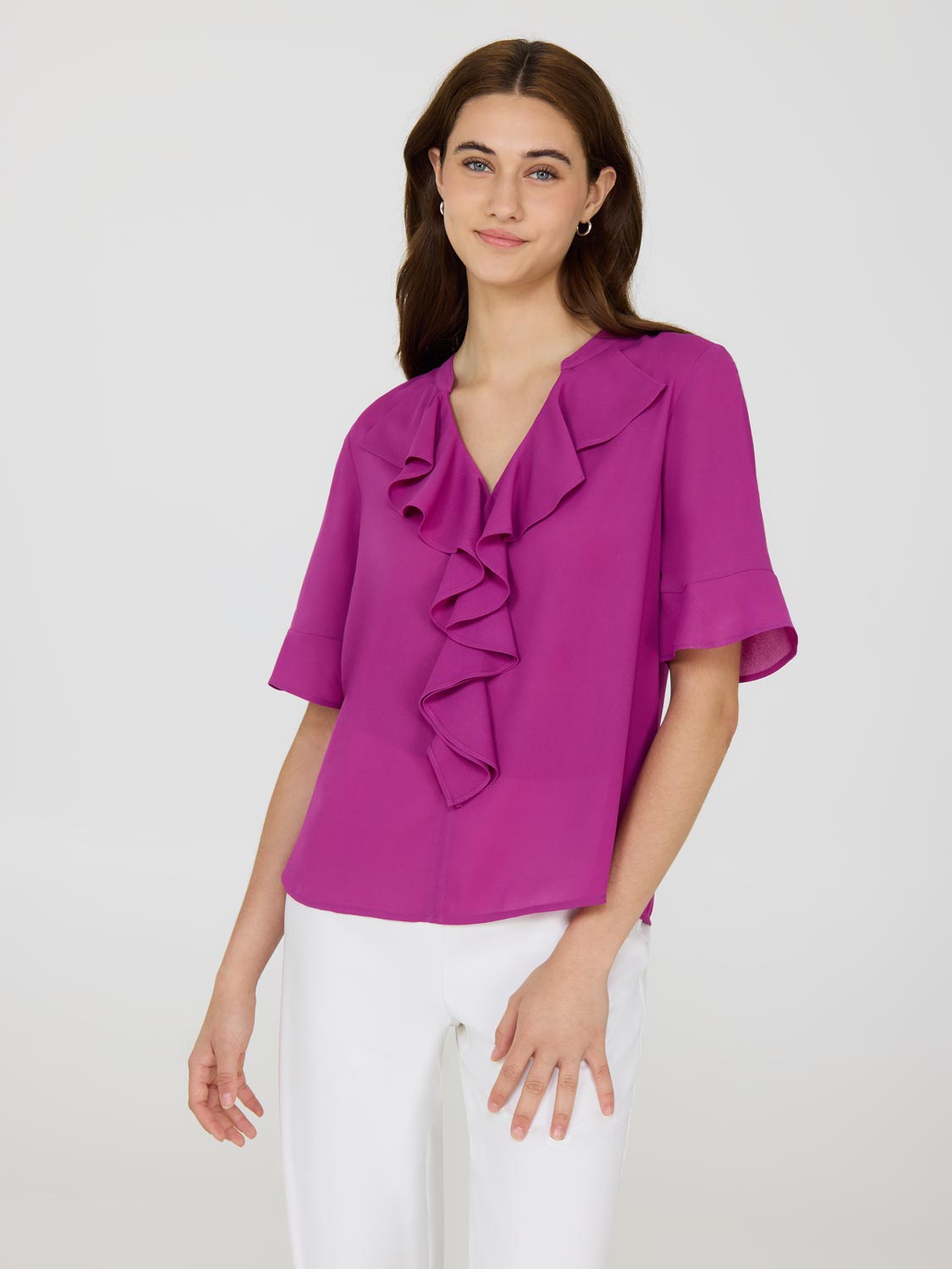 Split Neck Chiffon Blouse