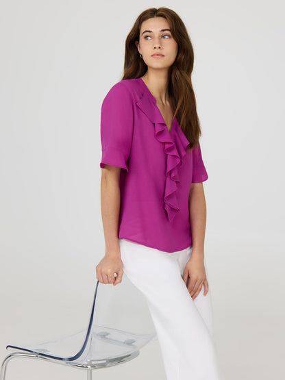 Split Neck Chiffon Blouse