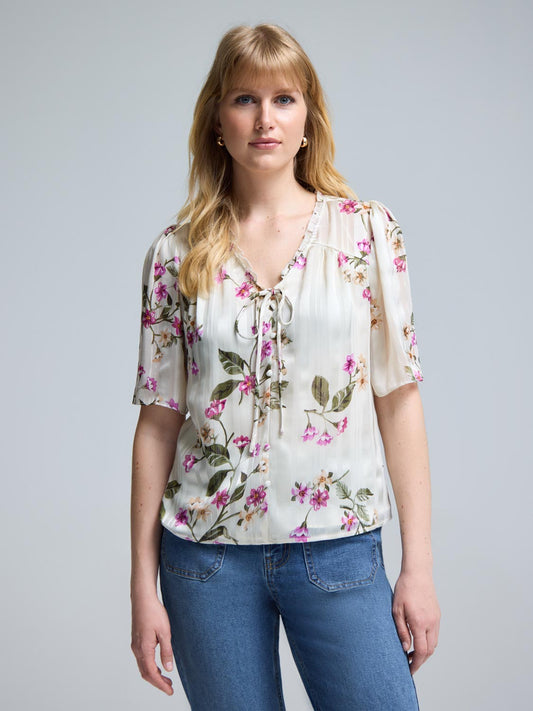 Floral Flutter Sleeve Top