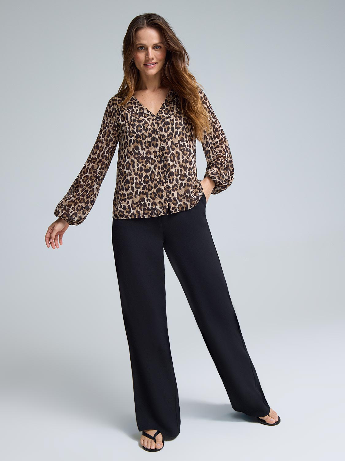 Button-Up Leopard Print Blouse
