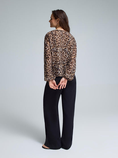 Button-Up Leopard Print Blouse