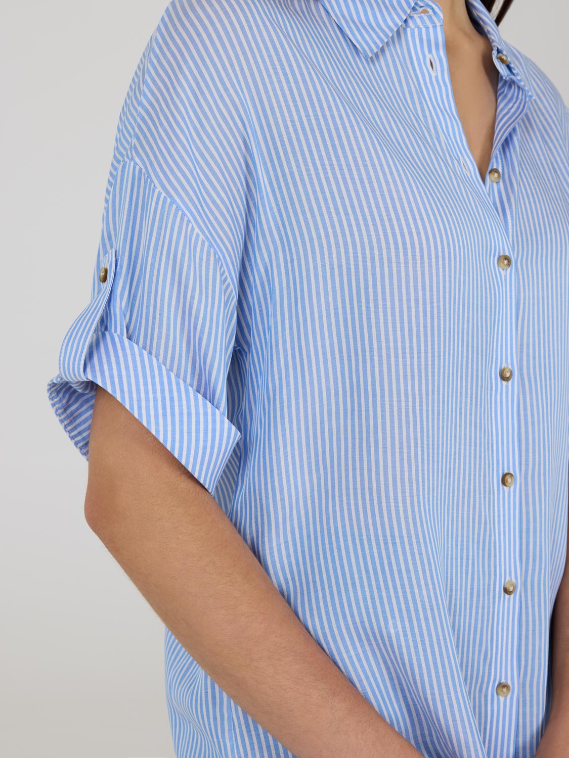 Striped Short Sleeve Blouse