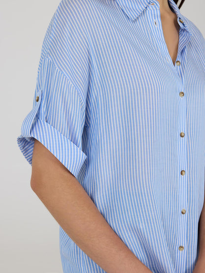 Striped Short Sleeve Blouse