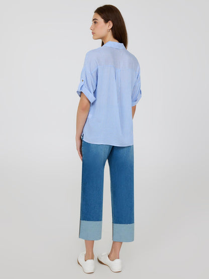 Striped Short Sleeve Blouse