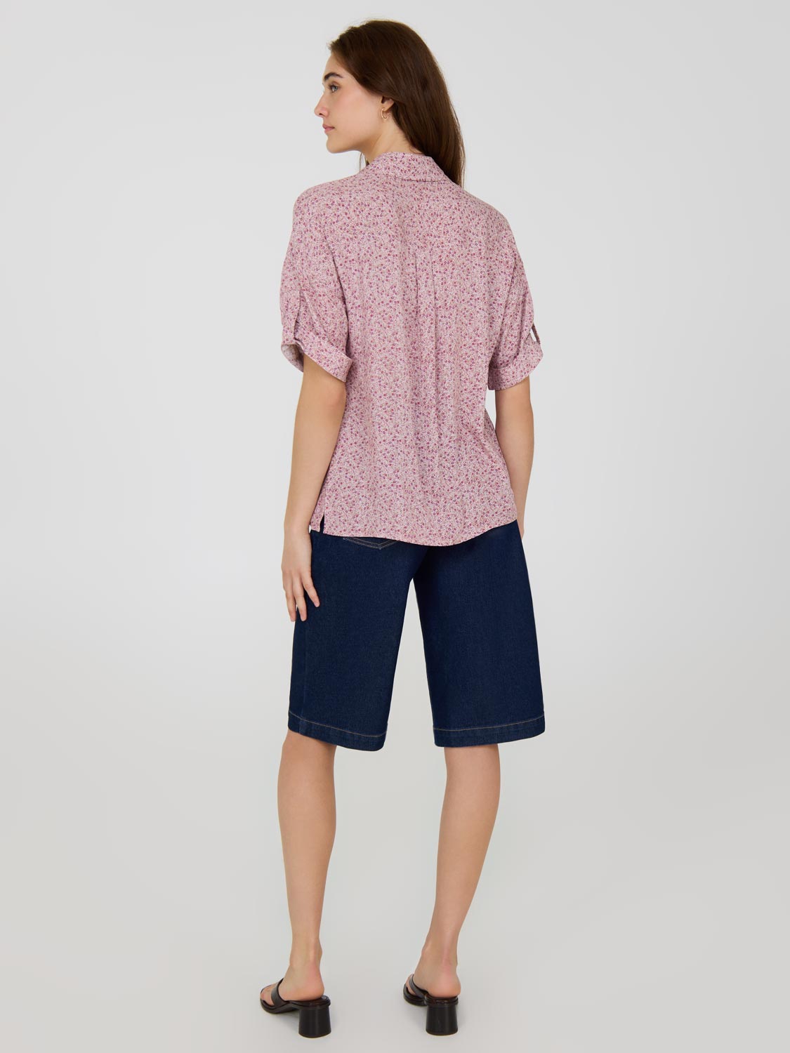 Ditsy Print Short Sleeve Blouse