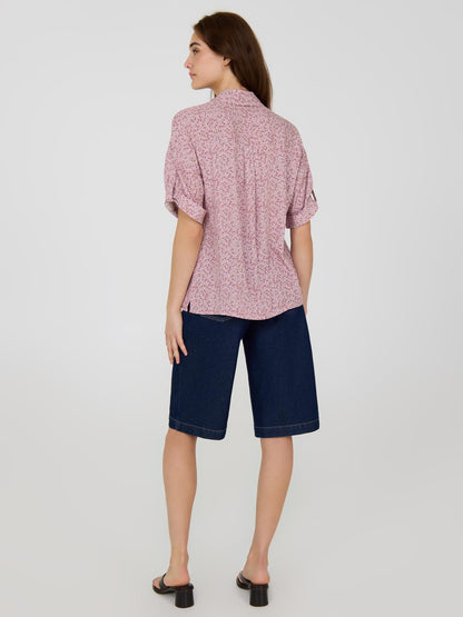 Ditsy Print Short Sleeve Blouse