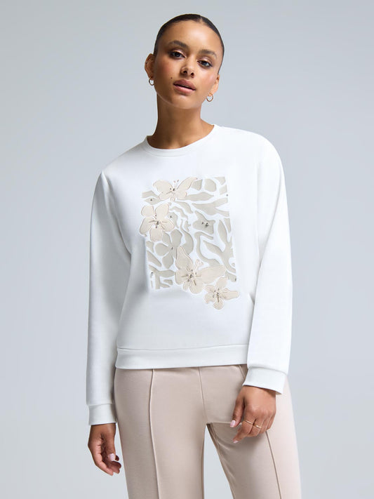 Floral Embroidered Fleece Sweatshirt