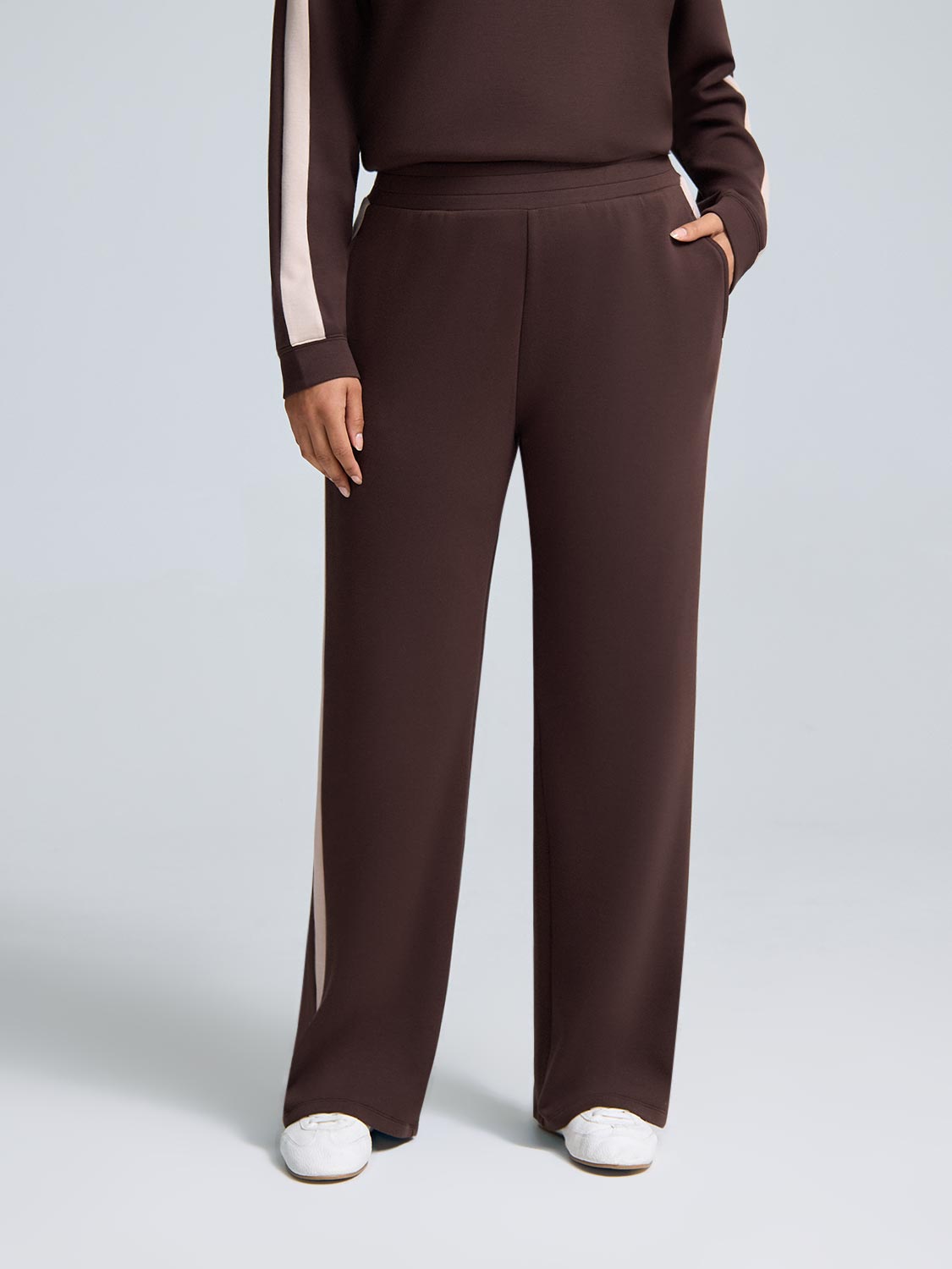 Cloud Fleece Contrast Stripe Wide-Leg Pants