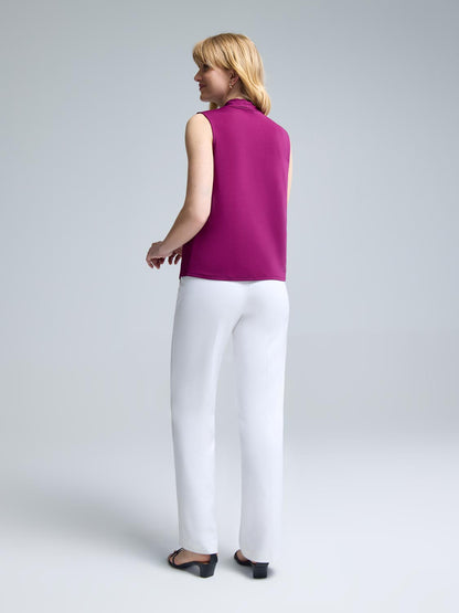 Sleeveless Pleated V-Neck Top