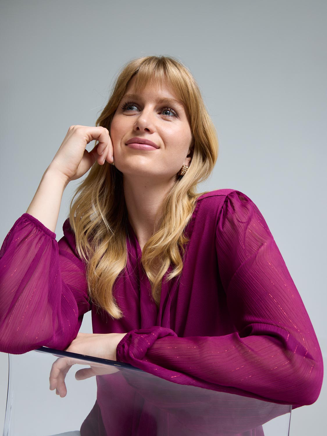 Chiffon Sleeve Metallic Top