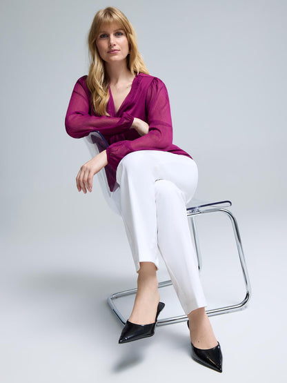 Chiffon Sleeve Metallic Top