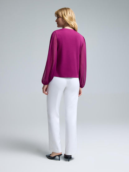 Chiffon Sleeve Metallic Top