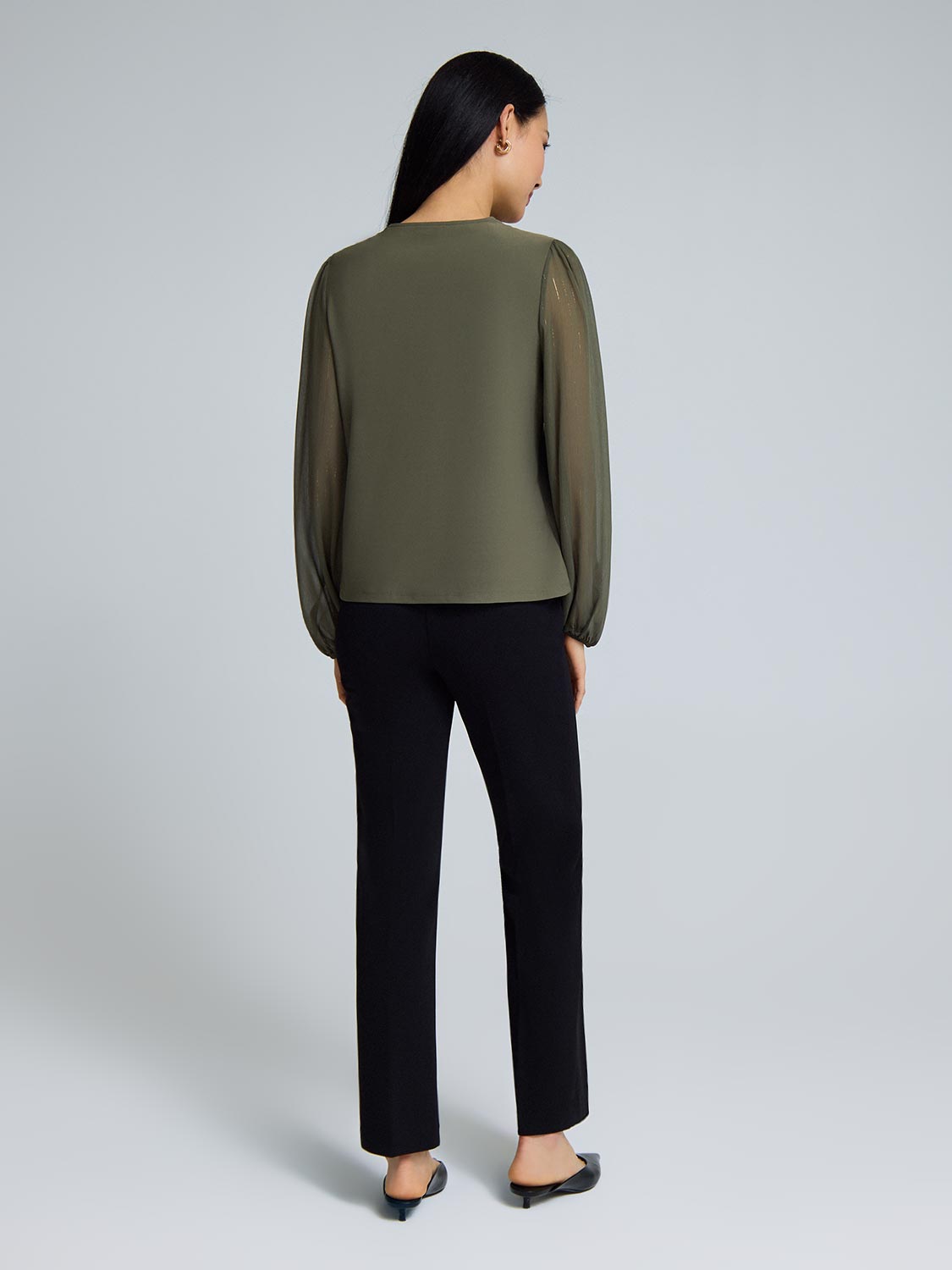 Chiffon Sleeve Metallic Top