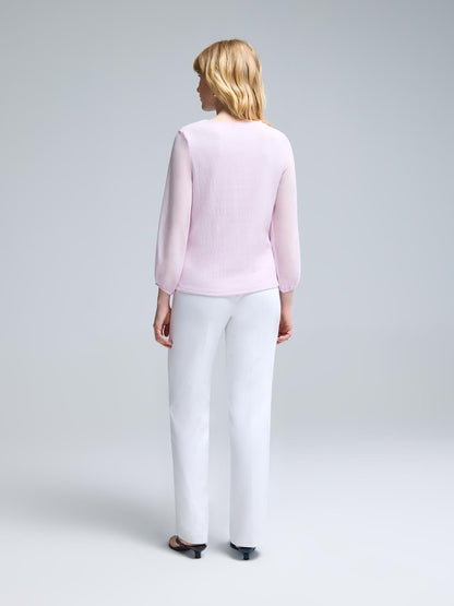 3/4 Balloon Sleeve Crew Neck Top